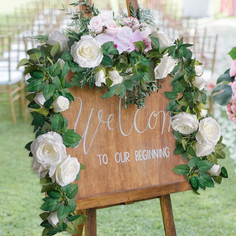 White Artificial Rose Garland